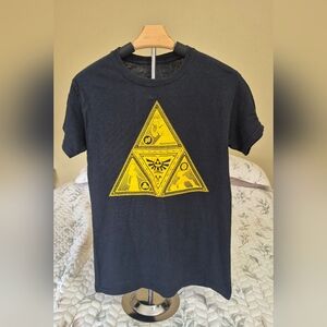 Black Child's Small T-Shirt with Yellow Graphic Legend of Zelda Symbol
